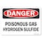 Signmission OSHA Danger Sign, 7" Height, 10" Width, Rigid Plastic, Poisonous Gas Hydrogen Sulfide, Landscape OS-DS-P-710-L-19466 - alternate 1